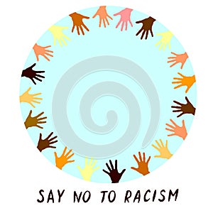 Say No to Racism - vector poster on theme of antiracism, protesting against racial inequality and revolutionary design photo
