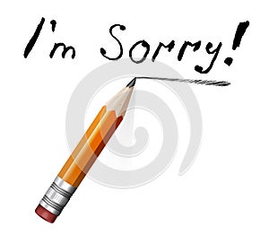 Say sorry with a text message on paper and pencil