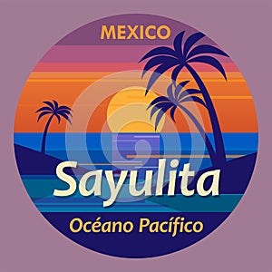 Sayulita, Mexico, Pacific Ocean, abstract stamp or emblem