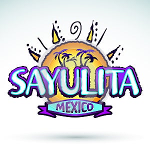 Sayulita Mexico - vector icon, emblem design