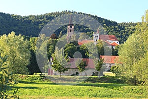 Sazava monastery at sunset
