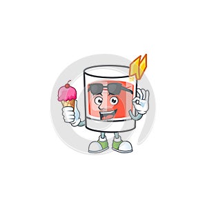 Sazerac alcohol cartoon character with ice cream mascot