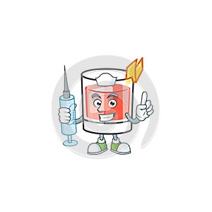 Sazerac alcohol cartoon character with nurse mascot