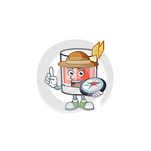 Sazerac drink cartoon character with holding compass.