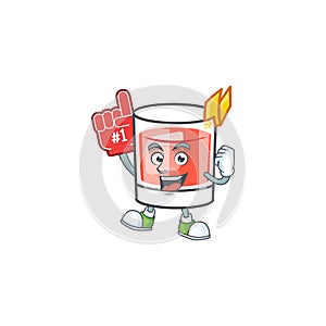 Sazerac foam finger character on the a cartoon