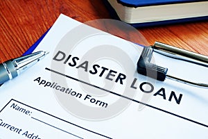 SBA disaster loan application form on the surface photo