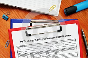 SBA form 2433 10 Yr Energy Saving Debenture Certification