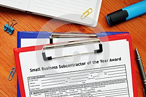 SBA form 3307 Small Business Subcontractor of the Year Award