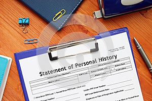 SBA form 912 Statement of Personal History