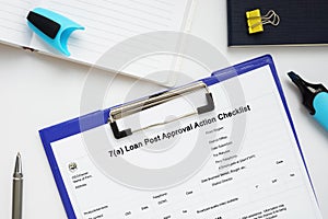 SBA form 2237 7a Loan Post Approval Action Checklist photo