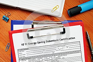 SBA form 2433 10 Yr Energy Saving Debenture Certification photo