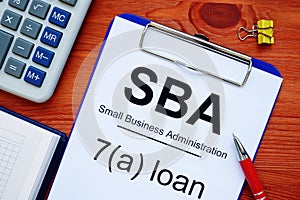 SBA 7a loan empty form for filling in photo