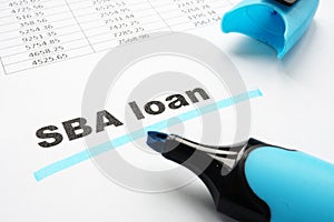 SBA loan underlined words and marker