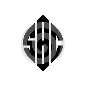 SBC circle letter logo design with circle and ellipse shape. SBC ellipse letters with typographic style. The three initials form a
