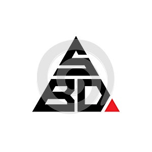 SBD triangle letter logo design with triangle shape. SBD triangle logo design monogram. SBD triangle vector logo template with red photo