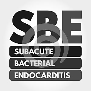 SBE - Subacute Bacterial Endocarditis acronym