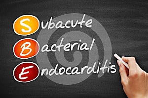 SBE - Subacute Bacterial Endocarditis acronym, concept on blackboard