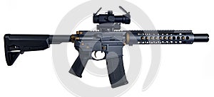 SBR AR15 / M16 with collapsible stock, 10` barrel with large muzzle device