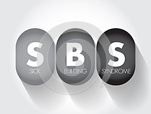 SBS - Sick Building Syndrome is a various nonspecific symptoms that occur in the occupants of a building, acronym medical concept