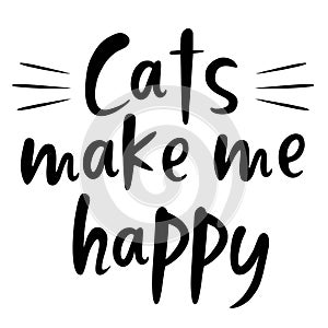 Cats rule the world, black and white vector graphics, English phrases,phrase illustrations of Cat claw design photo
