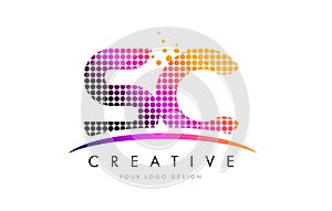 SC S C Letter Logo Design with Magenta Dots and Swoosh