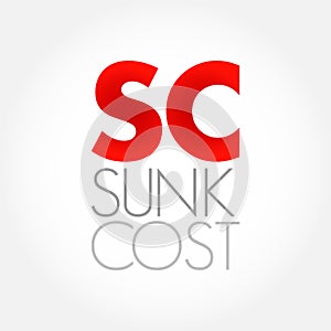 SC Sunk Cost - cost that has already been incurred and that cannot be recovered, acronym text concept background photo