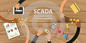 Scada Supervisory Control and Data Acquisition illustration team work