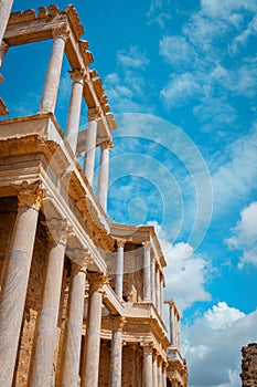 Scaenae frons of the Antique Roman Theatre in Merida, Spain.