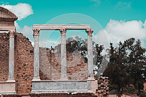 Scaenae frons of the Antique Roman Theatre in Merida, Spain.