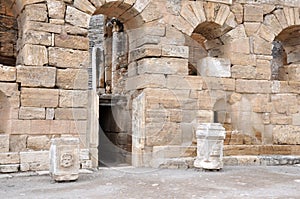 Scaenae Frons Behind Stage at Historic Theatre, Hierapolis, Pamukkale, Denizli Province, Turkey