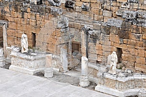 Scaenae Frons Behind Stage at Historic Theatre, Hierapolis, Pamukkale, Denizli Province, Turkey photo