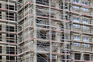 Scaffold on building facade - construction site