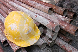 Scaffold and helmet photo