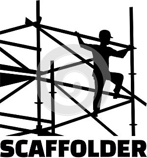 Scaffolder on the frame with job title