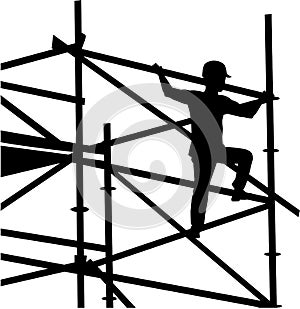 Scaffolder on the frame silhouette photo