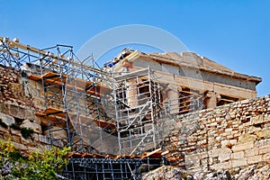 Scaffolding on the Acropolis, Athens, Greece