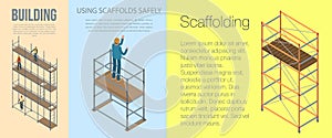 Scaffolding banner set, isometric style