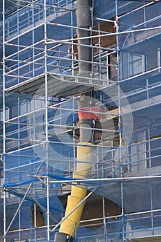 Scaffolding beside building