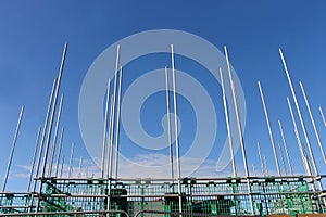 Scaffolding on building site