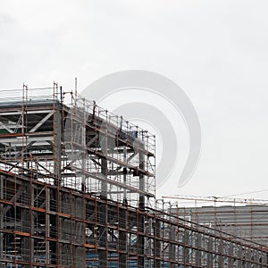 Scaffolding on building site