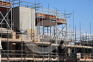 Scaffolding and building work.