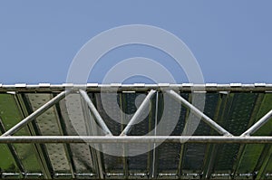 Scaffolding construction: detail with load-bearing structure in galvanized steel.