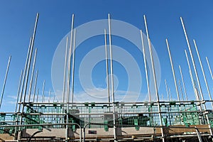 Scaffolding on construction site