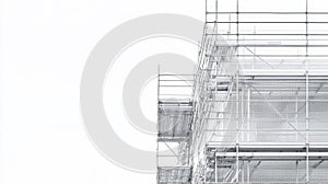 Scaffolding on Construction Site Isolated on White Background