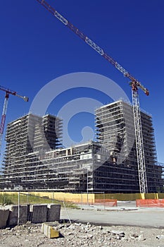 Scaffolding on a construction site