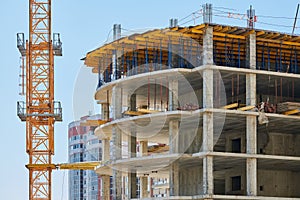 Scaffolding on construction site