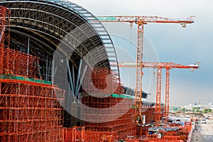 Scaffolding in the high altitude, scaffolding formed a myriad of grid