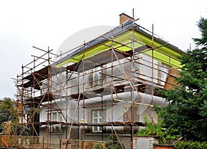 Scaffolding on the house photo