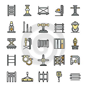 Scaffolding icon set, outline style