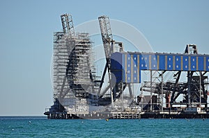 Scaffolding on marine construction site